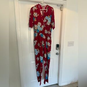 Rocks Red/pink Floral Jumpsuit
